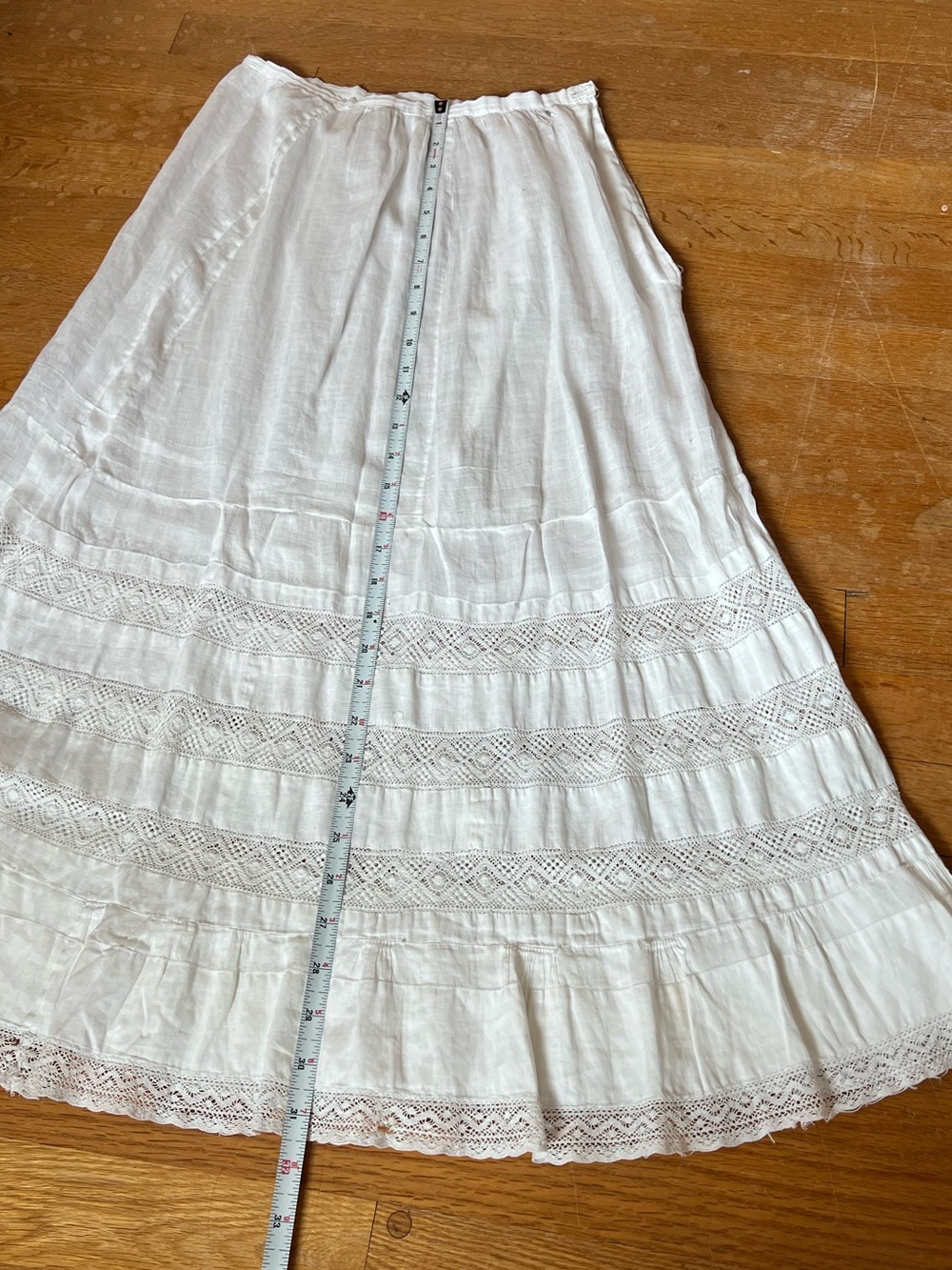 Vintage White Lace-Trim Tiered Maxi Skirt - Picture 5 of 6